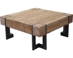 Salontafel MCW-A15, woonkamertafel, massief rustiek dennenhout MVG-gecertificeerd ~ natuurlijke kleur 60x60cm