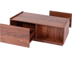 Salontafel MCW-J78, woonkamertafel bijzettafel sofatafel, lade, MDF 110x50x40cm ~ walnoot look