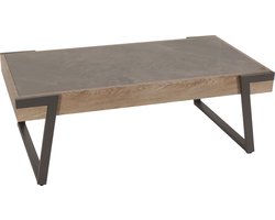 Salontafel MCW-L89, banktafel woonkamertafel, ijzer 43x120x64cm gesinterde steen marmer look grijs hout grijsbruin