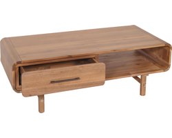 Salontafel MCW-M47, woonkamertafel bijzettafel sofatafel, lade, acacia massief hout gebeitst 44x125x60cm 25kg