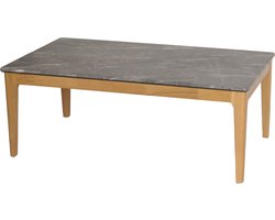 Salontafel MCW-M55, bijzettafel sofatafel, massief hout HDF laminaat melamine 46x120x70cm, marmeren/steen look lichte poten
