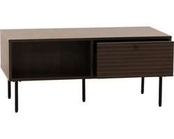Salontafel MCW-N78, woonkamertafel sofatafel, Scandinavische stijl metaal hout melamine MVG 45x100x50cm ~ donkerbruin