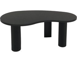 Salontafel MCW-O29, bijzettafel sofatafel, organische vorm melamine hout, 45x110x60cm ~ hout look zwart