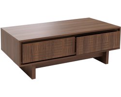 Salontafel MCW-O33, banktafel, woonkamertafel, bijzettafel, 2 lades en 2 vakken, melamine, 40x120x60 cm ~ bruin