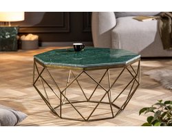 Salontafel Messing met Marmer Blad Groen Diamond 69 cm