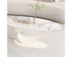 Salontafel met Bijzettafel 100x45x45 cm – Moderne Design Couchtfel met Stenen Blad en Metalen Frame – Ruimtebesparende Koffietafel voor Woonkamer, Slaapkamer en Kantoor – Pauwhome