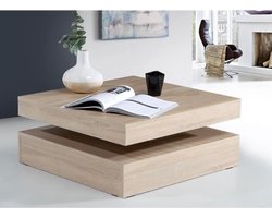 Salontafel met draaibaar blad - Vierkant - Eiken - 78 x 78 x 36 cm