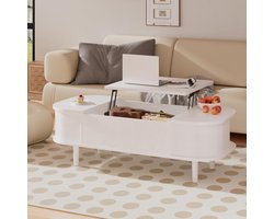Salontafel met Hefplaat 110x48x40 cm – Moderne Houten Koffietafel met Verborgen Opbergruimte, Lift-Up Werkblad & Soft-Close – Voor Woonkamer, Slaapkamer & Thuiskantoor – Pauwhome