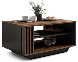 Salontafel met Lamellen en Opbergruimte – Silverjack Eik & Antraciet – Rechthoekige Koffietafel voor de Moderne Woonkamer