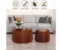 Salontafel met Opbergruimte 100x52x47,5 cm – Ronde Hoeken – Houten & Metalen Koffietafel – Rustiek Zandeiken Design – Pauwhome