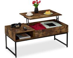 salontafel met opbergruimte - uitklapbaar - 45x110x50 cm - industrieel - bruin