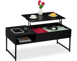 salontafel met opbergruimte - uitklapbaar - 45x110x50 cm - modern - zwart
