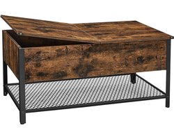 Salontafel met Opbergruimte - Woonkamertafel met uitklapbaar blad - Industrieel - Bruin / Zwart