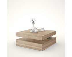 Salontafel met plank - Draaibare tafel - Woonkamer inrichten - 360 graden draaibaar - 78 cm breed - Sonoma eiken