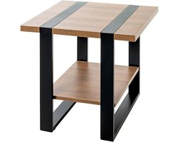 Salontafel metaal eikenhout zwart - B 45 x D 45 x H 45 cm
