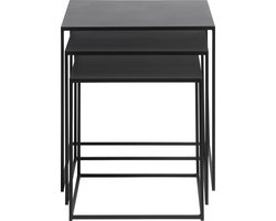 Salontafel Metaal Zwart - Set van 3 - Vierkant - Tafel Pebble - Giga Living