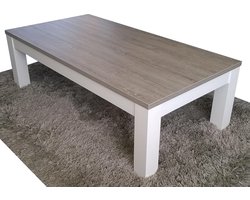 Salontafel Milaan - Grijs Eiken / Wit Onderstel - 60 x 120 cm