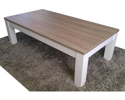 Salontafel Milaan - Licht Bruin Eiken / Wit Onderstel - 60 x 120 cm