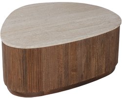 Salontafel Mira Mangohout Travertin Beige 100cm Miro Beige - MDF - Travertin - Rechthoek - 100x80cm - Hoogte 35 cm