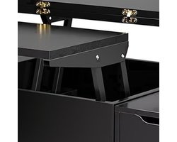 Salontafel – Multifunctionele Tafel – Uitklapbare Tafel – Eettafel – Bijzettafel – Verstelbare Hoogte – Inclusief 4 Opbergkrukken Zwart