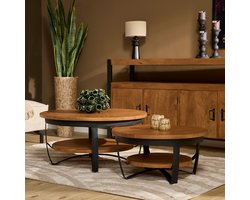Salontafel naturel - Salontafel Sanne - Salontafel industrieel 70 cm