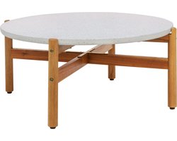 Salontafel Naturel/Wit - Acaciahout & Steen - 84,5x84,5x38,5 cm - Salontafel Terracina - House Nordic