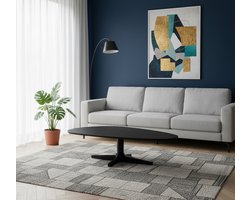 Salontafel NoirElan 140x75 cm – Ovale Design Salontafel Zwart Mangohout met Metalen Poot – Modern & Industrieel – LABEL Industrialhome – Woonkamer Tafel – Zwart