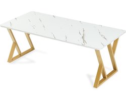 Salontafel Nolu marmerlook met gouden stalen frame 120x60x46 cm [en.casa]