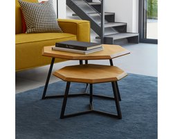 Salontafel Octagon Set van 2 Mangohout - achthoekig - naturel