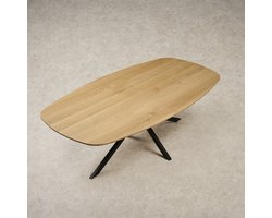 Salontafel Odda - Eikenhout - Naturel - 120x39x39 cm (BxHxD) - Zwart Metalen Poten - Organisch