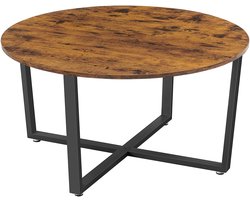 Salontafel of bijzettafel met een stevig en duurzaam metalen frame, stijlvol en modern ontwerp, eenvoudig te monteren. Geschikt voor woonkamer en slaapkamer. 88 x 88 x 47 cm, bruin + zwart.