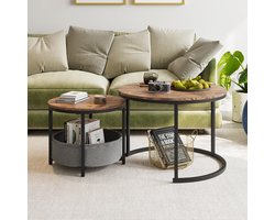 Salontafel – Opbergruimte – Met Opbergruimte, Set van 2 en Set van 3 – Industrieel – Metalen Frame – Krasbestendig – Voor Woonkamer – Antique Bruin