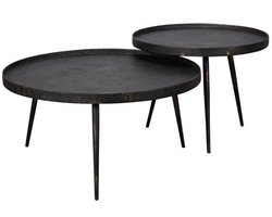 Salontafel Opstaande Rand (Set van 2) - 76 cm x 76 cm x 40 cm - Salontafel Rond - Industrieel Salontafel - Woonkamer Tafel - Salontafels Industrieel - Salontafel Landelijk - Salontafel Hout Metaal - Bijzettafel Rond - Coffee Table - Koffietafel