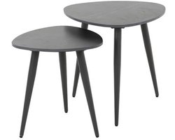 Salontafel Organisch Ovaal Driehoek (Set van 2) - Hout (46 cm x 46 cm x 45 cm) - Salontafel Groot - Salon Tafel Boomstam Binnen - Ronde Salontafel - Woonkamer Tafel - Salontafels Industrieel - Salontafel Landelijk - Coffee Table