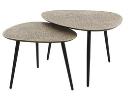Salontafel Organisch Ovaal (Set van 2) - Hout (80 cm x 59 cm x 43 cm) - Salontafel Groot - Salon Tafel Boomstam Binnen - Ronde Salontafel - Woonkamer Tafel - Salontafels Industrieel - Salontafel Landelijk - Coffee Table