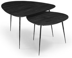 Salontafel Organisch - Zwart Mangohout - Set Van 2 - Remi - Giga Meubel