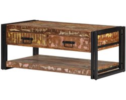 Salontafel oud hout - Koffietafel massief - Woonkamer decoratie - Gerecycled materiaal - 90x50x38 cm - Natuurlijk hout