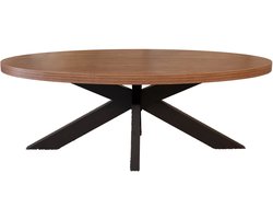 Salontafel ovaal bruin melamine 130cm Denzel ovale bijzettafel side table