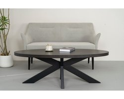 Salontafel ovaal donker walnoot melamine 130cm Denzel ovale salontafel