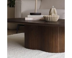 Salontafel Ovaal - Eettafel Blad - Woonkamer Decoratie - Japandi Stijl Mix - 120x70x35cm - Bruin