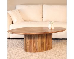 Salontafel ovaal lichtbruin mangohout 120cm Moki duurzaam hout mango bijzettafel