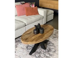 Salontafel ovaal mangohout 100 x 55 cm kruispoot