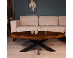 Salontafel ovaal mangohout 130cm Jimmy bruin duurzaam hout mango ovale bijzettafel