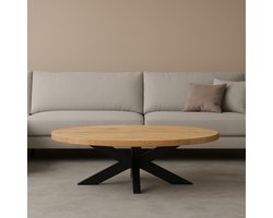 Salontafel ovaal mangohout 140cm Jimmy lichtbruin duurzaam hout mango ovale bijzettafel