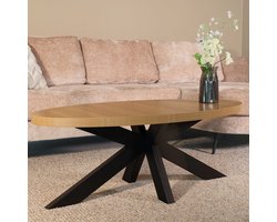 Salontafel ovaal melamine lichtbruin Denzel 120cm ovale bijzettafel side table