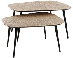 Salontafel Ovaal Organisch (Set van 2) - (80 cm x 70 cm x 42 cm) - Salontafel Groot - Salon Tafel Wit Binnen - Ronde Salontafel - Woonkamer Tafel - Salontafels Industrieel - Salontafel Landelijk - Coffee Table