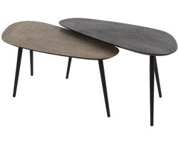 Salontafel Ovaal Organisch (Set van 2) - Hout (84 cm x 39 cm x 42 cm) - Salontafel Groot - Salon Tafel Boomstam Binnen - Ronde Salontafel - Woonkamer Tafel - Salontafels Industrieel - Salontafel Landelijk - Coffee Table