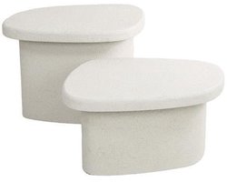 Salontafel Ovaal Organisch (Set van 2) - Marmer Composiet (57 cm x 44 cm x 40 cm) - Salontafel Groot - Salon Tafel Wit Binnen - Ronde Salontafel - Woonkamer Tafel - Salontafels Industrieel - Salontafel Landelijk - Coffee Table