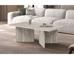 Salontafel Rechthoek – Grijs – Travertin Look – 125x65 cm
