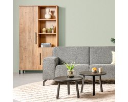 Salontafel Reims - Metaal - Zwart - 54x45x54 / 54x40x54 / 54x35x54 cm (BxHxD) - Set 3 Stuks - Houtlook